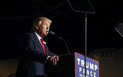 Republican presidential nominee Donald Trump speaks to supporters during a campaign event at the SeaGate Convention Centre on October 27, 2016 in Toledo, Ohio. (J.D. Pooley/Getty Images/AFP)