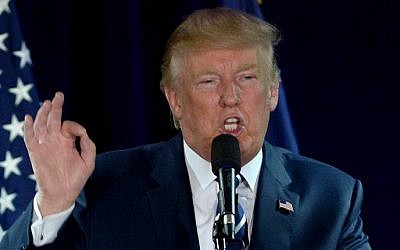 Republican presidential nominee Donald Trump speaks at a rally at the Raddison Hotel on October 28, 2016 in Manchester, New Hampshire. (Darren McCollester/Getty Images/AFP)