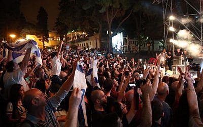 Protesters at the concert by Israeli Arab rapper Tamer Nafar in Haifa on October 18, 2016 (Mhassan Nasser/Joint List spokesperson) Protesters at the concert by Israeli Arab rapper Tamer Nafar in Haifa on October 18, 2016 (Mhassan Nasser/Joint List spokesperson)