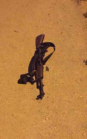 The AK-47 assault rifle used in a shooting attack on IDF troops outside Ramallah on October 31, 2016. (IDF Spokesperson's Unit)