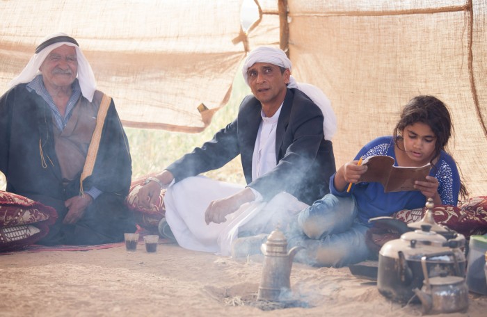 Hiatham Omari (middle), who plays the father in 'Sand Storm,' made his film debut in Yuval Adler's 'Bethlehem', Israel's 2014 nominee for the Oscars (Courtesy 'Sand Storm')