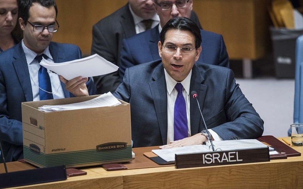 Israel's UN ambassador Danny Danon addresses the Security Council on October 19, 2016.  (UN Photo)