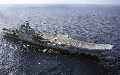In this 2004 file photo, Russian aircraft carrier Admiral Kuznetsov is seen in the Barents Sea. (AP Photo, File)