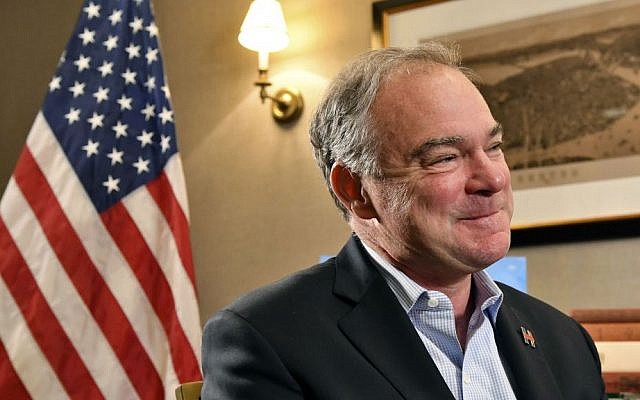 Democratic vice presidential candidate Sen. Tim Kaine, D-Virginia, speaks to The Associated Press during an interview in Boston, Saturday, Oct. 22, 2016. (AP Photo/Josh Reynolds) Democratic vice presidential candidate Sen. Tim Kaine, D-Virginia, speaks to The Associated Press during an interview in Boston, Saturday, Oct. 22, 2016. (AP Photo/Josh Reynolds)