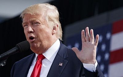 Republican presidential candidate Donald Trump speaks during a campaign rally, Saturday, Oct. 15, 2016, in Portsmouth, N.H. (AP Photo/ Evan Vucci)