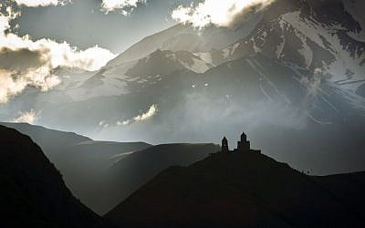 A view of the Caucasus Mountains near Kazbegi, Georgia, on June 04, 2013. (Moshe Shai/FLASH90)