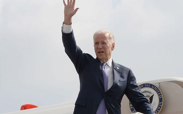Illustrative: United States Vice President Joe Biden seen waving as he boards his plane after after 2 days visit to Israel and the Palestinian Territories. (Photo by Matty Stern/US Embassy of Tel Aviv) Illustrative: United States Vice President Joe Biden seen waving as he boards his plane after after 2 days visit to Israel and the Palestinian Territories. (Photo by Matty Stern/US Embassy of Tel Aviv)