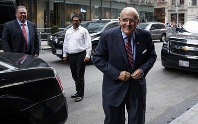 Former New York mayor Rudy Giuliani arrives at Trump Tower, Saturday, October 8, 2016, in New York. (AP Photo/ Evan Vucci)