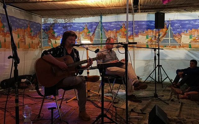 Korin Allal in the sukkah of Shira Hadasha on Saturday night, October 22, 2016 (Jessica Steinberg/Times of Israel) Korin Allal in the sukkah of Shira Hadasha on Saturday night, October 22, 2016 (Jessica Steinberg/Times of Israel)