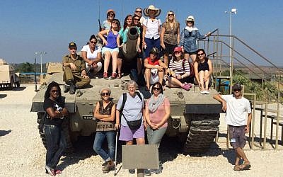 Heroes to Heroes women's trip participants at Latrun Tank Museum, August 2016 (Courtesy)