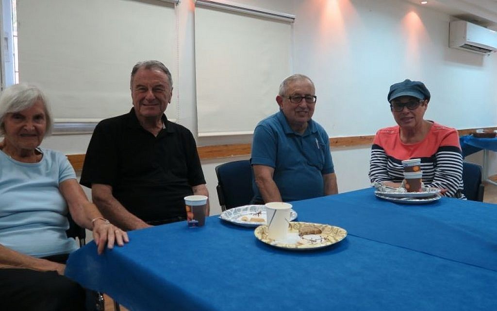 From left to right, Dolly Tiger Chinitz, her husband Larry Frisch, Chaim Maltz, and Judy Maltz, regulars at the Cafe Europa in the German Colony. (Yaakov Schwartz) From left to right, Dolly Tiger Chinitz, her husband Larry Frisch, Chaim Maltz, and Judy Maltz, regulars at the Cafe Europa in the German Colony. (Yaakov Schwartz)
