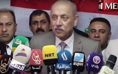 Iraqi transport minister Kazem Finjan. (Screenshot)