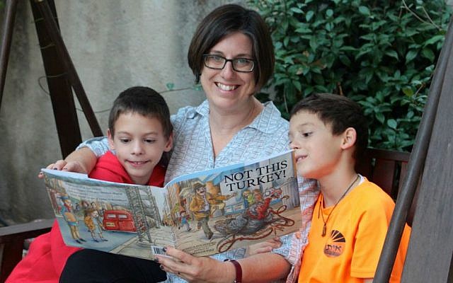 Jessica Steinberg reads 'Not This Turkey' to her kids. (Courtesy Jessica Steinberg)