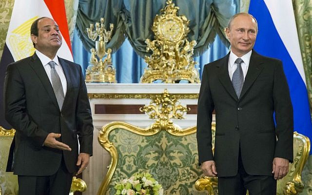 In this Wednesday, Aug. 26, 2015 file photo, Russian President Vladimir Putin, right, and Egyptian President Abdel-Fattah el-Sissi wait for their delegations during their meeting in the Kremlin, Moscow, Russia. (AP Photo/Alexander Zemlianichenko, Pool, File) In this Wednesday, Aug. 26, 2015 file photo, Russian President Vladimir Putin, right, and Egyptian President Abdel-Fattah el-Sissi wait for their delegations during their meeting in the Kremlin, Moscow, Russia. (AP Photo/Alexander Zemlianichenko, Pool, File)