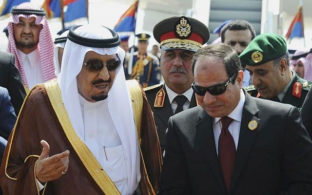 In this March 28, 2015 file photo provided by Egypt's state news agency MENA, Egyptian President Abdel-Fattah el-Sissi, right, talks with Saudi King Salman after the king arrives in Sharm el-Sheikh, in the southern Sinai. (MENA via AP, File) In this March 28, 2015 file photo provided by Egypt's state news agency MENA, Egyptian President Abdel-Fattah el-Sissi, right, talks with Saudi King Salman after the king arrives in Sharm el-Sheikh, in the southern Sinai. (MENA via AP, File)