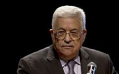 Palestinian Authority President Mahmoud Abbas, speaks during a conference in the West Bank city of Bethlehem, October 1, 2016. (AP/Majdi Mohammed)