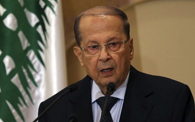 Michel Aoun speaks to journalists on October 20, 2016. (AP Photo/Hussein Malla)