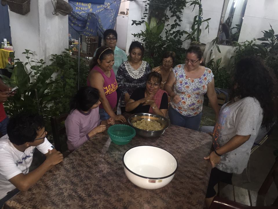 Rebeca Abramovitz, wife of the president of the Jewish community of Iquitos, Peru, prepares a traditional Peruvian pastry called ‘bolitas’ as members of the community watch, in this April 2015 photo. (Facebook) Rebeca Abramovitz, wife of the president of the Jewish community of Iquitos, Peru, prepares a traditional Peruvian pastry called ‘bolitas’ as members of the community watch, in this April 2015 photo. (Facebook)