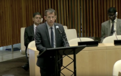 B'Tselem director Hagai El-Ad speaks to the UN Security Council on October 14, 2016 (YouTube screenshot)