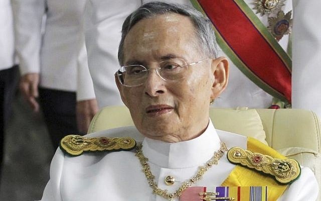 Thailand's King Bhumibol Adulyadej is pushed on a wheelchair while leaving Siriraj hospital for the Grand Palace for a ceremony celebrating his birthday in Bangkok, December 5, 2011. (AP Photo/Apichart Weerawong, File) Thailand's King Bhumibol Adulyadej is pushed on a wheelchair while leaving Siriraj hospital for the Grand Palace for a ceremony celebrating his birthday in Bangkok, December 5, 2011. (AP Photo/Apichart Weerawong, File)