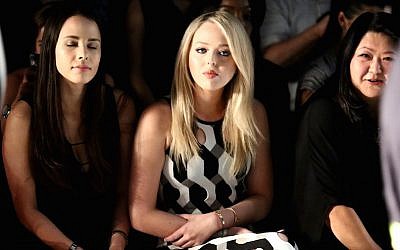 Tiffany Trump (center) attending the Taoray Wang fashion show during New York Fashion Week in New York City, Sept. 12, 2016. (Astrid Stawiarz/Getty Images for Taoray Wang, via JTA)