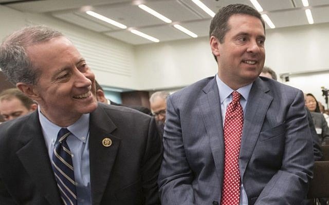 House Intelligence Committee Chairman Rep. Devin Nunes, R-Calif., right, and House Armed Services Committee Chairman Rep. Mac Thornberry, R-Texas, left, talk in Washington, June 9, 2016. (AP/J. Scott Applewhite) House Intelligence Committee Chairman Rep. Devin Nunes, R-Calif., right, and House Armed Services Committee Chairman Rep. Mac Thornberry, R-Texas, left, talk in Washington, June 9, 2016. (AP/J. Scott Applewhite)