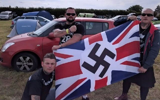 Neo-Nazis attend an event to mark the anniversary of the death of Blood and Honour founder in Camridgeshire, Britain on September 23 and 24. (screen capture: BBC News) Neo-Nazis attend an event to mark the anniversary of the death of Blood and Honour founder in Camridgeshire, Britain on September 23 and 24. (screen capture: BBC News)