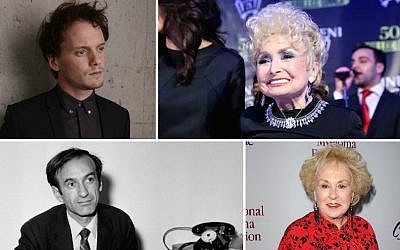 Clockwise from top left: Anton Yelchin, Esther Jungreis, Doris Roberts and Elie Wiesel (Getty Images/JTA)