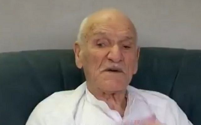 Mahmoud Frij, a survivor of the 1956 Qafr Qasem massacre (screen capture: Twitter)