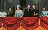 L-R: Princess Elizabeth, Queen Elizabeth, Winston Churchill, King George VI and Princess Margaret on the balcony of Buckingham Palace on May 8, 1945 (Wikimedia Commons/Public Domain)