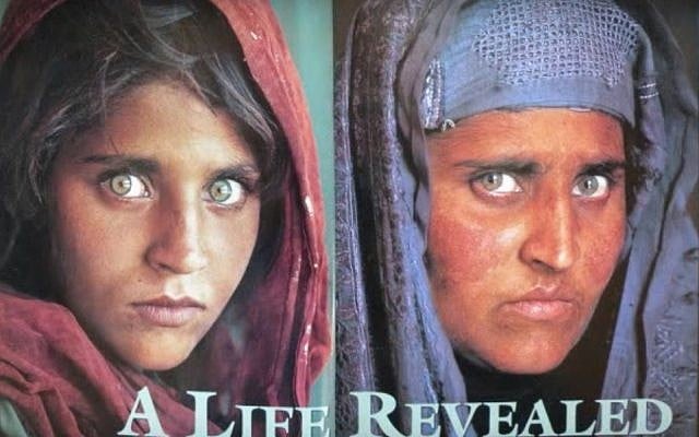 Sharbat Gula, the Afghan girl photographed by journalist Steve McCurry for National Geographic in 1984 and again in 2003, who was arrested on October 26, 2016 for living in Pakistan on fraudulent identity papers. (YouTube screenshot of photographs published by National Geographic) Sharbat Gula, the Afghan girl photographed by journalist Steve McCurry for National Geographic in 1984 and again in 2003, who was arrested on October 26, 2016 for living in Pakistan on fraudulent identity papers. (YouTube screenshot of photographs published by National Geographic)