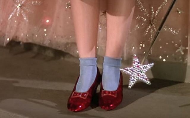 Ruby slippers from "The Wizard of Oz" (Screen capture: YouTube)