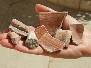 Finds including pottery fragments from the Temple Mount, dated to the First Temple period (Courtesy: IAA) Finds including pottery fragments from the Temple Mount, dated to the First Temple period (Courtesy: IAA)