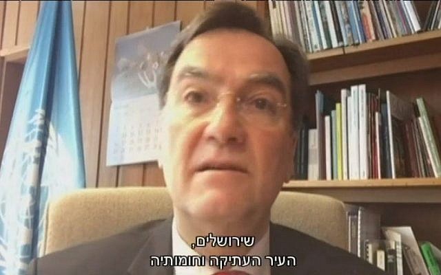 Head of UNESCO's Executive Board Michael Worbs in an interview to Israel's Channel 10 on Friday, October 14 2016. (Screen capture Channel 10) Head of UNESCO's Executive Board Michael Worbs in an interview to Israel's Channel 10 on Friday, October 14 2016. (Screen capture Channel 10)