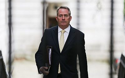 British International Trade Secretary Liam Fox arrives for the weekly cabinet meeting at 10 Downing Street in London, October 25, 2016. (AFP/Daniel Leal-Olivas) British International Trade Secretary Liam Fox arrives for the weekly cabinet meeting at 10 Downing Street in London, October 25, 2016. (AFP/Daniel Leal-Olivas)