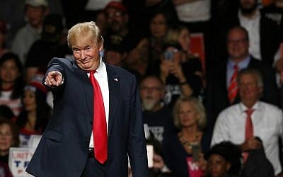 US Republican presidential candidate Donald Trump addresses supporters at Macomb Community College in Warren, Michigan, on October 31, 2016. (Jeff Kowalsky/AFP)