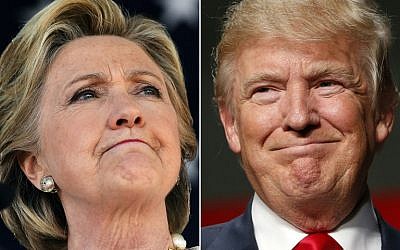 US Democratic presidential nominee Hillary Clinton in Dade City, Florida, on November 1, 2016, and US Republican presidential nominee Donald Trump in Warren, Michigan, October 31, 2016 in Warren, Michigan. (AFP/Jewel Samad and Jeff Kowalsky)