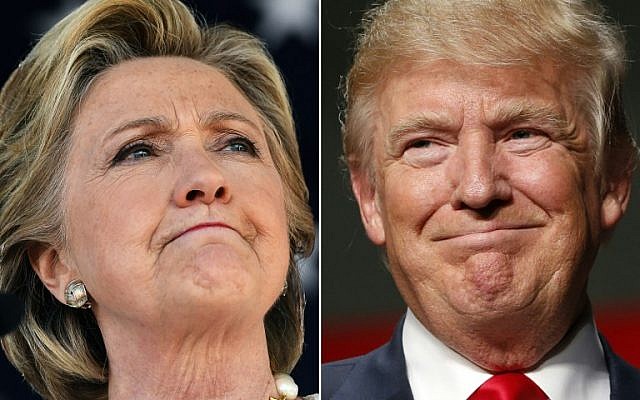 US Democratic presidential nominee Hillary Clinton in Dade City, Florida, on November 1, 2016, and US Republican presidential nominee Donald Trump in Warren, Michigan, October 31, 2016 in Warren, Michigan. (AFP/Jewel Samad and Jeff Kowalsky) US Democratic presidential nominee Hillary Clinton in Dade City, Florida, on November 1, 2016, and US Republican presidential nominee Donald Trump in Warren, Michigan, October 31, 2016 in Warren, Michigan. (AFP/Jewel Samad and Jeff Kowalsky)