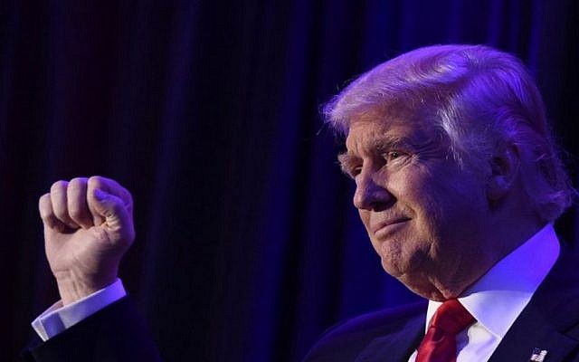 US President-elect Donald Trump arrives at the New York Hilton Midtown in New York on November 8, 2016 (SAUL LOEB / AFP)