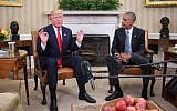 Then President Barack Obama meets with then President-elect Donald Trump to update him on transition planning in the Oval Office at the White House on November 10, 2016 in Washington, DC. (AFP/Jim Watson)