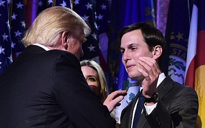 Donald Trump, with son-in-law Jared Kushner during an election night party at a hotel in New York on November 9, 2016. (AFP / MANDEL NGAN) Donald Trump, with son-in-law Jared Kushner during an election night party at a hotel in New York on November 9, 2016. (AFP / MANDEL NGAN)