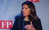 Paris Mayor Anne Hidalgo speaks after receiving the Green Diplomat of the Year Award during the fifth annual Diplomat of the Year Awards Dinner hosted by Foreign Policy November 17, 2016 at the W Hotel in Washington, DC. (AFP/Zach Gibson)