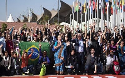 Members of International delegations pose for a group photo outside the COP22 climate conference on November 18, 2016, in Marrakesh, Morocco. (Fadel Senna/AFP)
