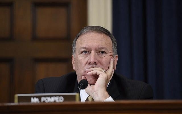 Republican Representative of Kansas Mike Pompeo listens as former US secretary of state Hillary Clinton testifies before the House Select Committee on Benghazi on Capitol Hill in Washington, DC on on October 22, 2015. (AFP/Saul Loeb) Republican Representative of Kansas Mike Pompeo listens as former US secretary of state Hillary Clinton testifies before the House Select Committee on Benghazi on Capitol Hill in Washington, DC on on October 22, 2015. (AFP/Saul Loeb)