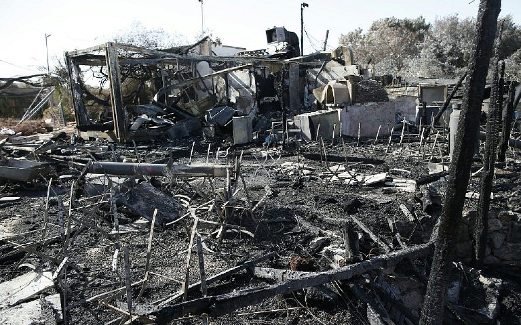 A picture shows the remains of the popular Nataf restaurant Rama's Kitchen on November 26, 2016, a day after it was burned down in a forest fire. (AFP PHOTO/AHMAD GHARABLI) A picture shows the remains of the popular Nataf restaurant Rama's Kitchen on November 26, 2016, a day after it was burned down in a forest fire. (AFP PHOTO/AHMAD GHARABLI)