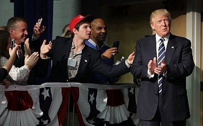 Republican presidential nominee Donald Trump arrives for a campaign rally at the W.L. Zorn Arena November 1, 2016 in Altoona, Wisconsin. (Chip Somodevilla/Getty Images/AFP)