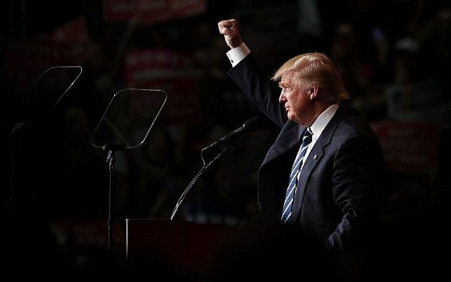 Then Republican presidential nominee Donald Trump speaks at a campaign rally at the W.L. Zorn Arena November 1, 2016, in Eau Claire, Wisconsin. (Chip Somodevilla/Getty Images/AFP) Then Republican presidential nominee Donald Trump speaks at a campaign rally at the W.L. Zorn Arena November 1, 2016, in Eau Claire, Wisconsin. (Chip Somodevilla/Getty Images/AFP)