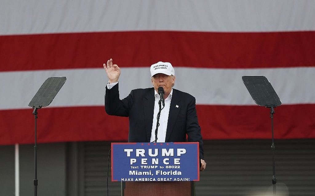 Republican presidential candidate Donald Trump speaks during a campaign rally at the Bayfront Park Amphitheater in Miami, Florida on November 2, 2016. (Joe Raedle/Getty Images/AFP)