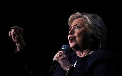 Democratic presidential nominee Hillary Clinton speaks during a Get Out The Vote concert at Wolstein Center in Cleveland, Ohio on November 4, 2016. (Justin Sullivan/Getty Images/AFP)