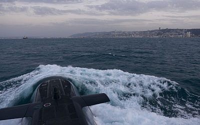 Illustration. The INS Tekuma, an Israeli Dolphin-class submarine, at sea. (IDF Spokesperson's Unit)